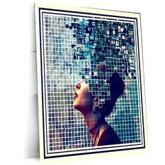DeBernest Pixel Art Metal Poster – Abstract Woman’s Profile in Rough Grid Pixels - TURTLEWINGS