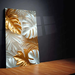 Large Leaf Pattern Metal Poster | 3D Botanical Wall Art | Nature-Inspired Textured Decor - TURTLEWINGS