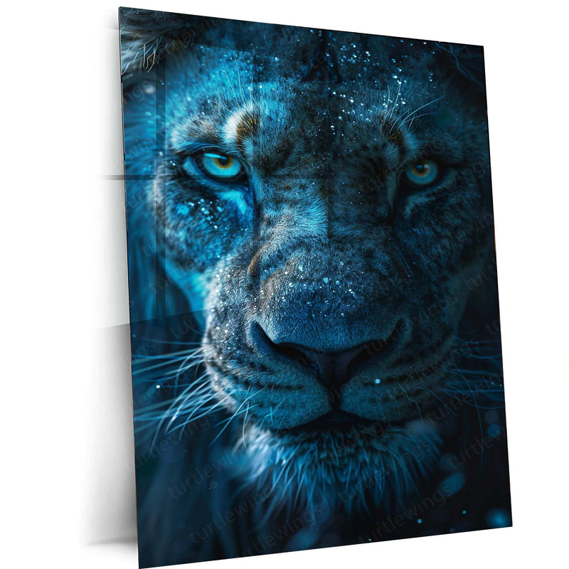 Leo Metal Poster – Intense Gaze & Bold Expression - TURTLEWINGS