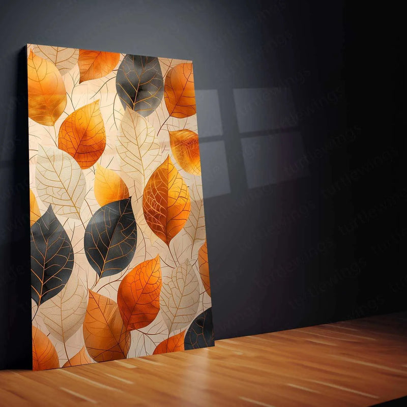 Leaf Pattern Metal Poster | Minimalist Botanical Wall Art | Nature-Inspired Home Decor - TURTLEWINGS