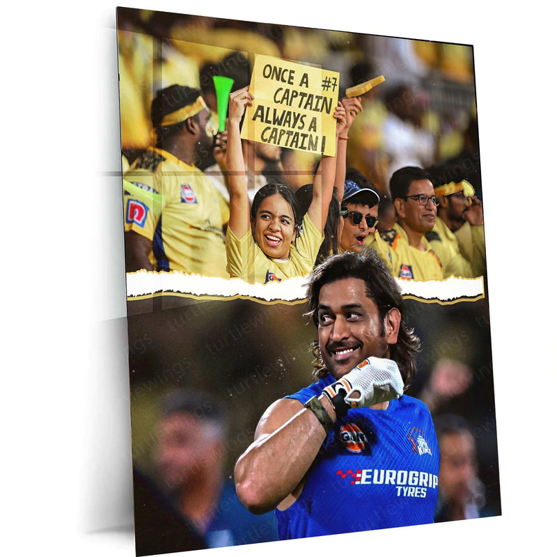 MS Dhoni Captain Metal Poster – The Legend of Indian Cricket - TURTLEWINGS