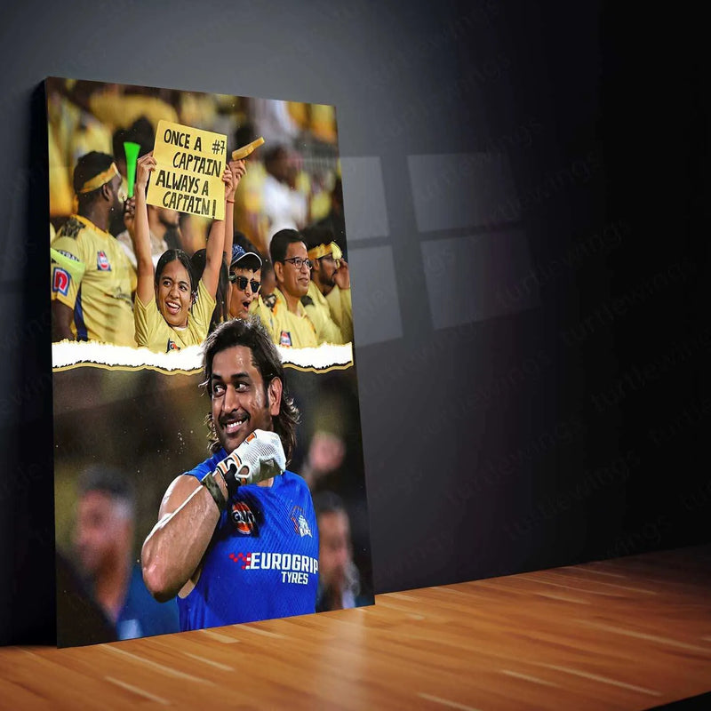 MS Dhoni Captain Metal Poster – The Legend of Indian Cricket - TURTLEWINGS