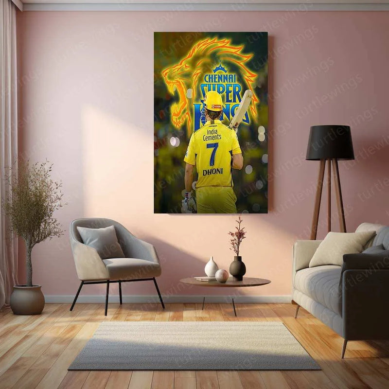 MS Dhoni CSK Metal Poster – The Heart of Chennai Super Kings - TURTLEWINGS