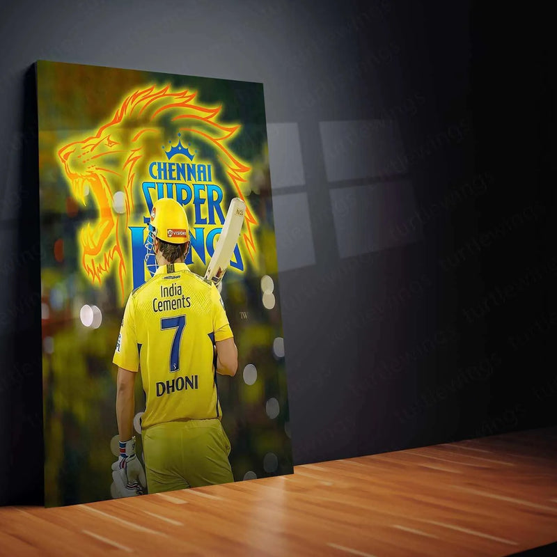 MS Dhoni CSK Metal Poster – The Heart of Chennai Super Kings - TURTLEWINGS