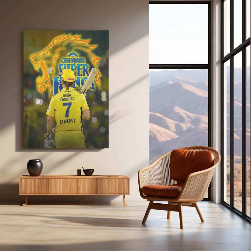 MS Dhoni CSK Metal Poster – The Heart of Chennai Super Kings - TURTLEWINGS
