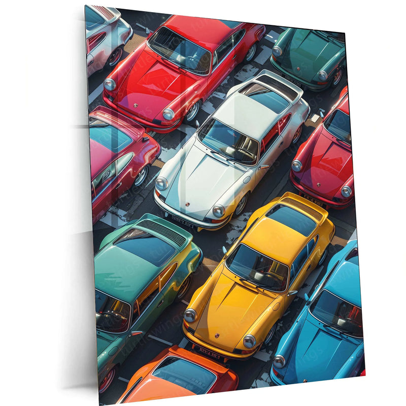 Minimalist White Porsche 911 T 2.2 (1970) Metal Poster – Classic Automotive Art - TURTLEWINGS