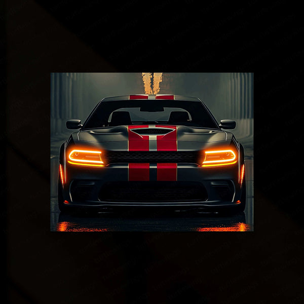 Dodge Racing Neon LED Metal Poster â Muscle Car Performance Wall Art - TURTLEWINGS