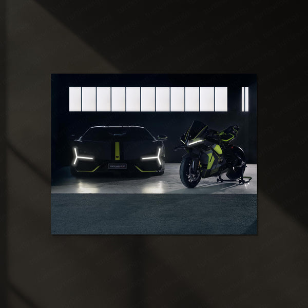 Lambo × Ducati – Dark Edition Neon LED Metal Frame