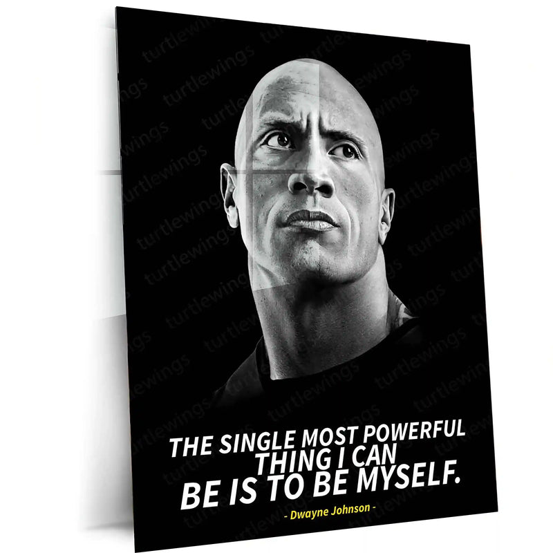 Quote Metal Poster | Dwayne “The Rock” Johnson Motivational Quote Poster – Black & White Metal Poster | Gym & Wall Art Frame