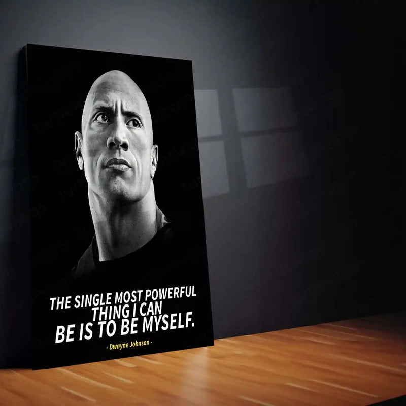 Quote Metal Poster | Dwayne “The Rock” Johnson Motivational Quote Poster – Black & White Metal Poster | Gym & Wall Art Frame