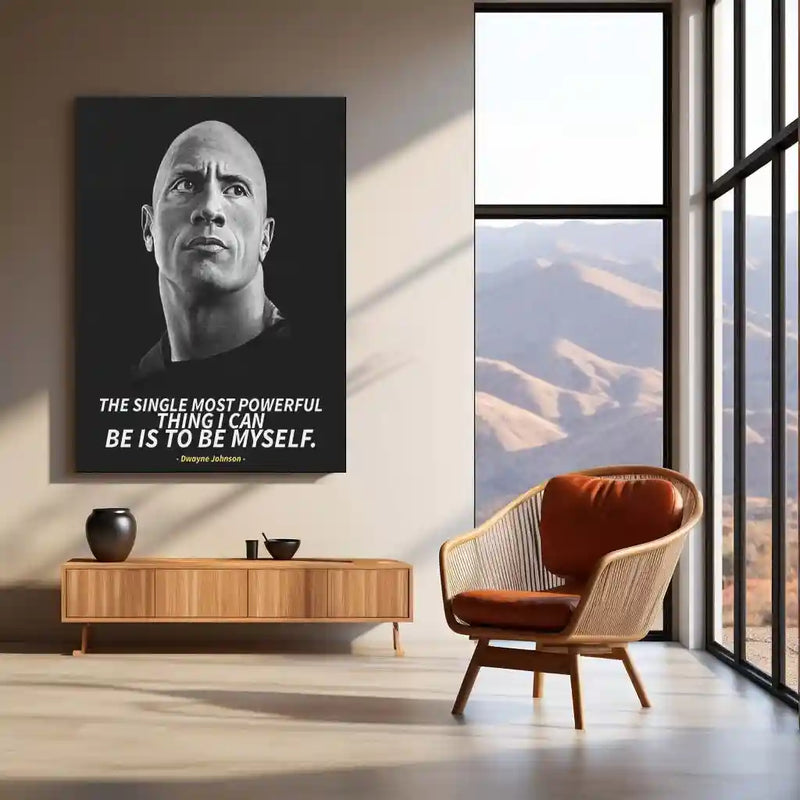 Quote Metal Poster | Dwayne “The Rock” Johnson Motivational Quote Poster – Black & White Metal Poster | Gym & Wall Art Frame