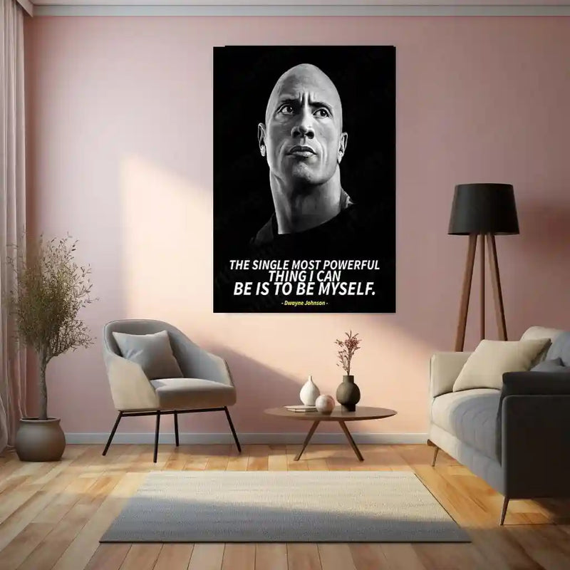 Quote Metal Poster | Dwayne “The Rock” Johnson Motivational Quote Poster – Black & White Metal Poster | Gym & Wall Art Frame