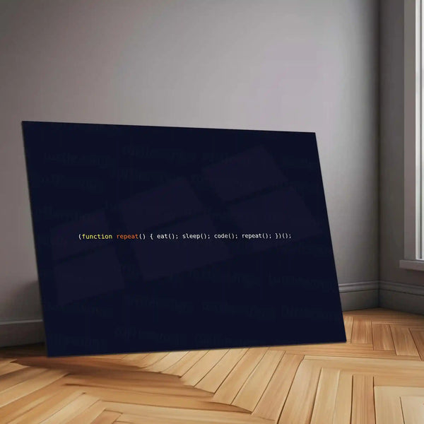 Eat Sleep Code Repeat – Coding Metal Frame | Developer Wall Art | Geeky Programmer Quote Poster in Minimal Tech Style - TURTLEWINGS