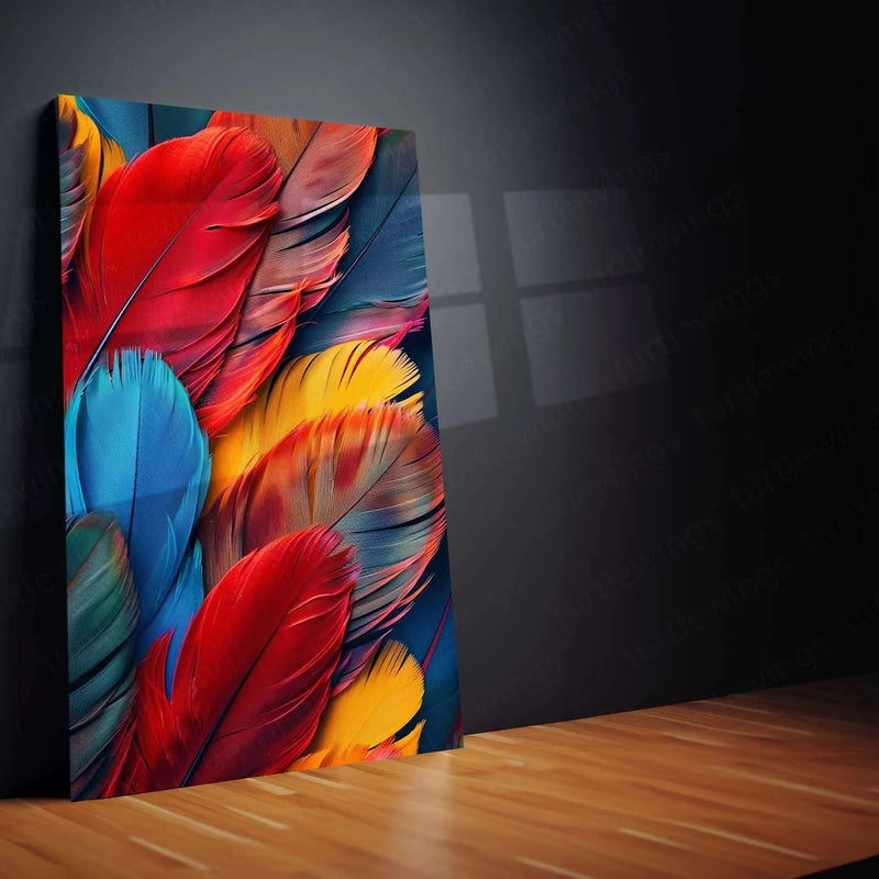Feathers Abstract Metal Poster – Artistic Abstract Bird Feathers Art | Modern Wall Decor - TURTLEWINGS