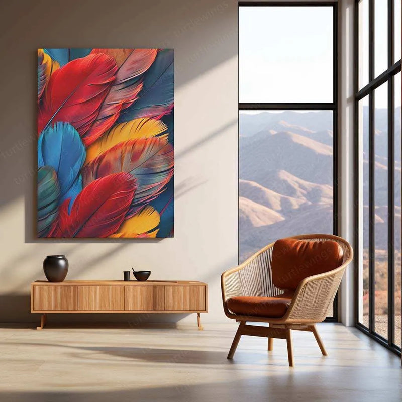 Feathers Abstract Metal Poster – Artistic Abstract Bird Feathers Art | Modern Wall Decor - TURTLEWINGS