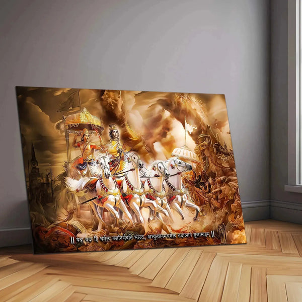 Bharatvarsh Series Metal Print – Krishna & Arjuna on Rath (Mahabharat ) - TURTLEWINGS