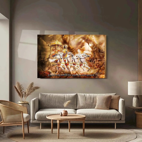 Bharatvarsh Series Metal Print – Krishna & Arjuna on Rath (Mahabharat ) - TURTLEWINGS