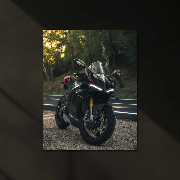 Ducati Panigale V4 Neon LED Metal Frame | Redline Superbike Wall Poster | High-Speed Glow Art