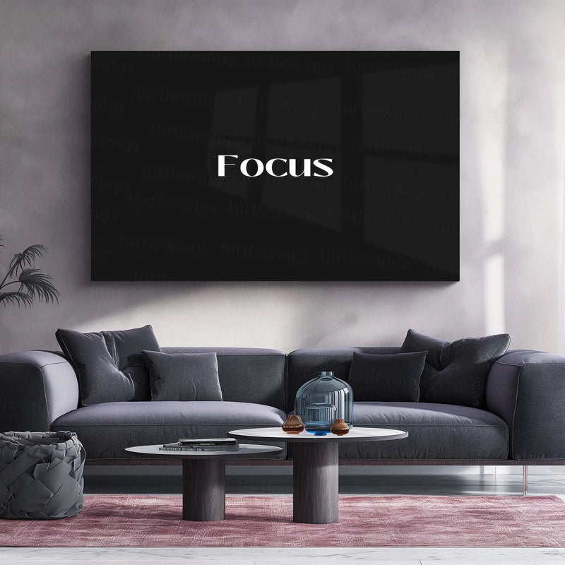 Focus – Metal Frame | Minimal Motivational Typography Poster | Clean Quote Wall Art for Hustlers & Thinkers - TURTLEWINGS