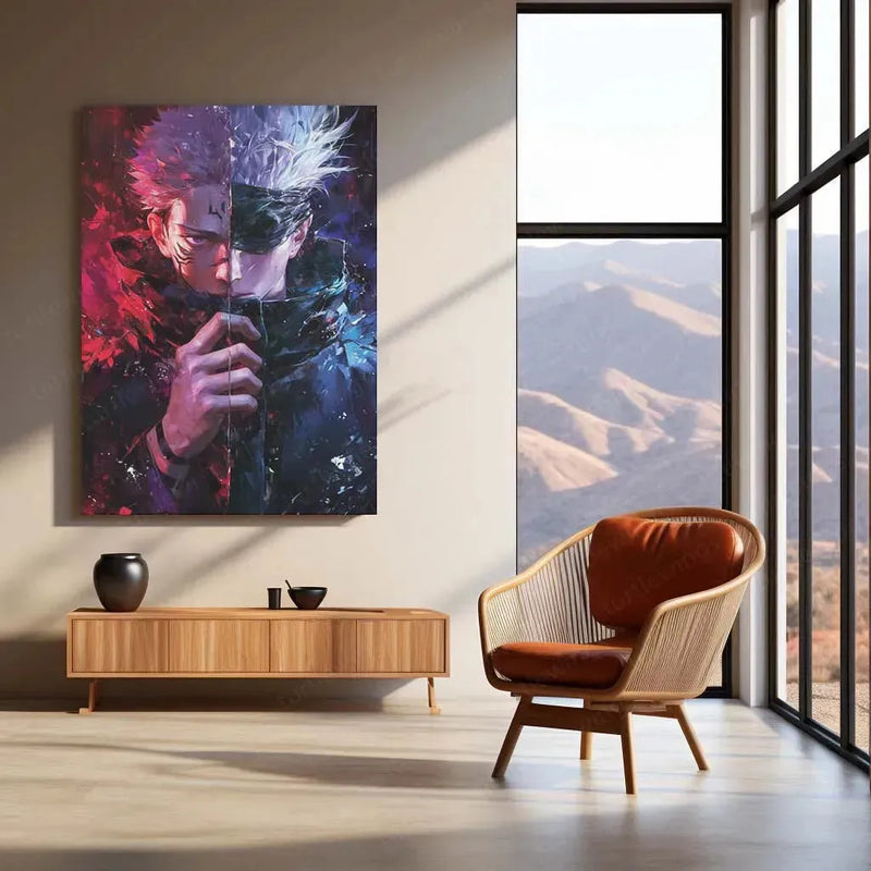Gojo & Sukuna Hyper-Realistic Metal Poster | Jujutsu Kaisen Wall Art - TURTLEWINGS