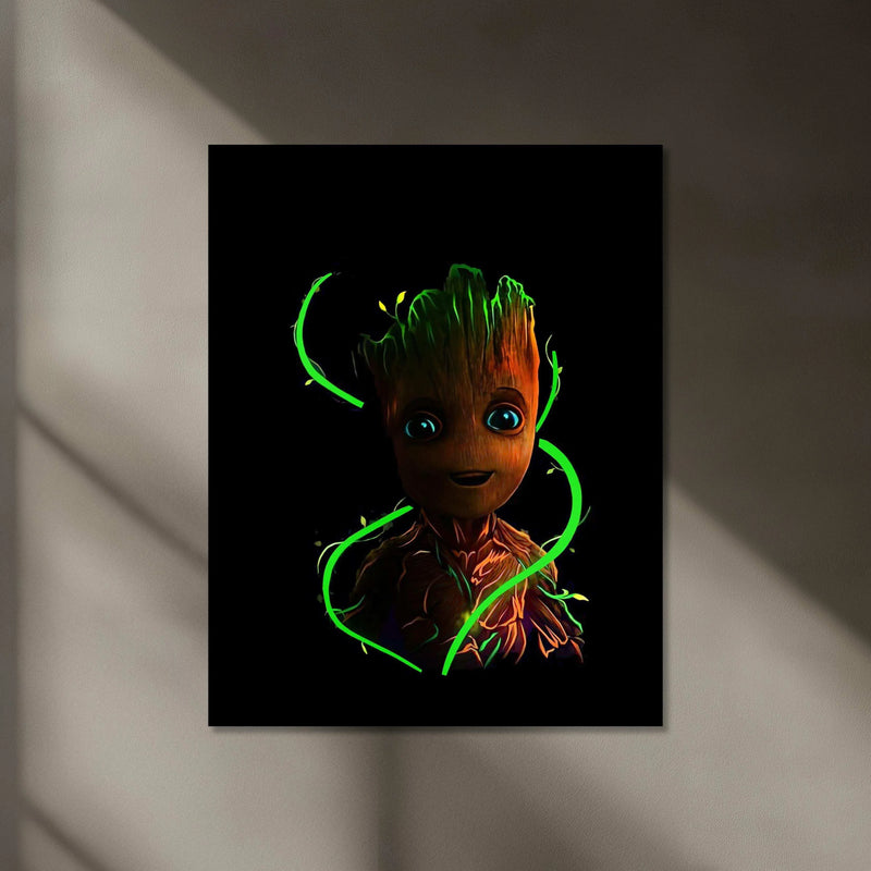 Groot Neon LED Metal Poster â Marvel Guardians of the Galaxy Wall Art - TURTLEWINGS