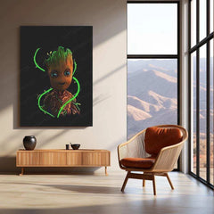Groot Neon LED Metal Poster â Marvel Guardians of the Galaxy Wall Art - TURTLEWINGS