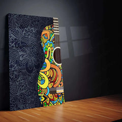 Guitar Mandala Metal Poster | Musical Boho Wall Art | Artistic Instrument Decor - TURTLEWINGS