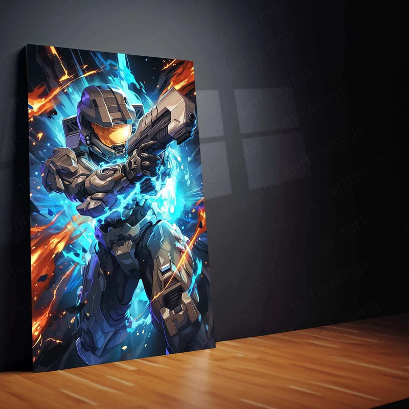 Halo Metal Poster – Epic Sci-Fi Action Art | Legendary Master Chief Wall Decor 2 - TURTLEWINGS
