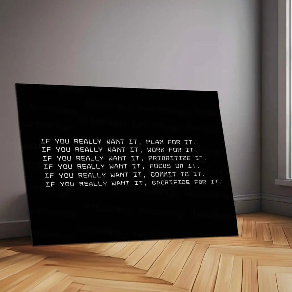 If You Really Want It, Plan For It – Metal Frame | Motivational Quote Wall Art | Strategic Hustle Poster for Planners & Doers - TURTLEWINGS