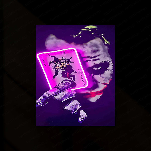 Joker Card Neon LED Metal Frame â Playful and Bold Wall Art - TURTLEWINGS