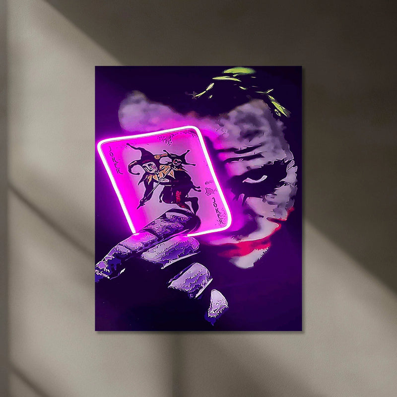 Joker Card Neon LED Metal Frame â Playful and Bold Wall Art - TURTLEWINGS