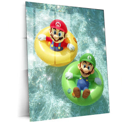 Playful Gaming Legends Metal Frame | Mario & Sonic Vibrant Scene Art - TURTLEWINGS