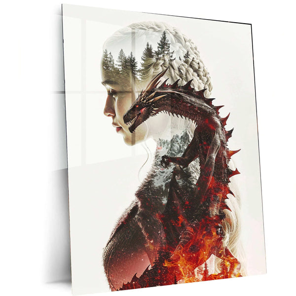 Daenerys Targaryen Double Exposure Art – Game of Thrones, Dragon and Mother of Dragons - TURTLEWINGS