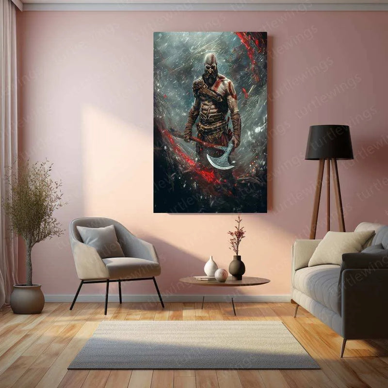 Kratos – God of War Metal Poster | Powerful Warrior Wall Art 2 - TURTLEWINGS