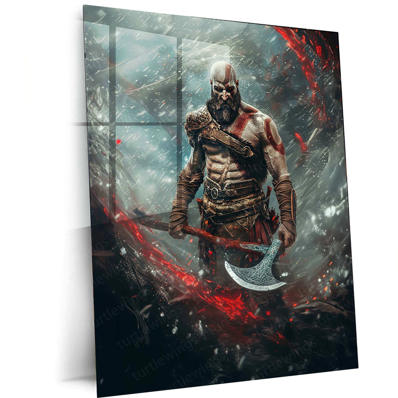 Kratos – God of War Metal Poster | Powerful Warrior Wall Art 2 - TURTLEWINGS