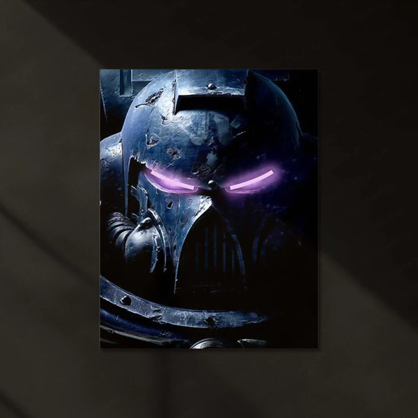 Warhammer 40K Neon LED Metal Frame | Glowing Sci-Fi Battle Wall Art | HD Printed on Metal 01