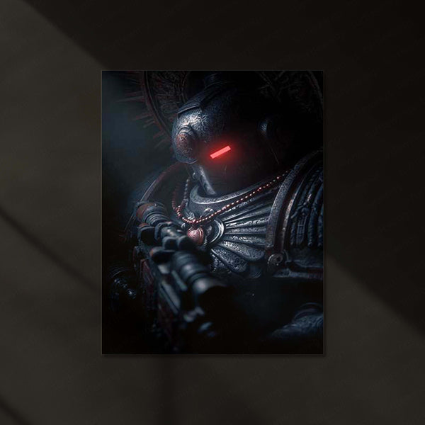 Warhammer 40K Neon LED Metal Frame | Glowing Sci-Fi Battle Wall Art | HD Printed on Metal 02