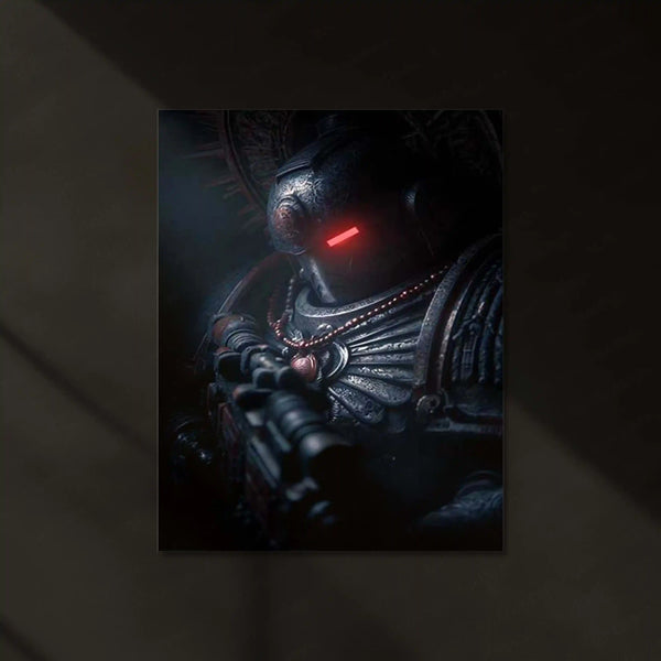 Warhammer 40K Neon LED Metal Frame | Glowing Sci-Fi Battle Wall Art | HD Printed on Metal 02