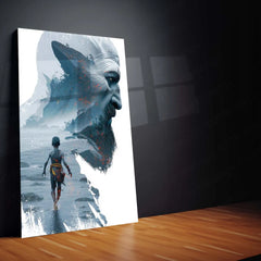 Game Metal Poster | ⚔️ Kratos Double Exposure Metal Poster | God of War Game Cover Art | Epic Gaming Wall Decor - TURTLEWINGS