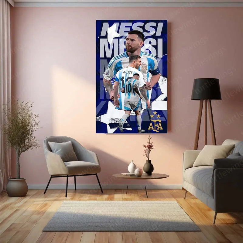 Lionel Messi Metal Frame – Legendary Football Wall Art 3 - TURTLEWINGS
