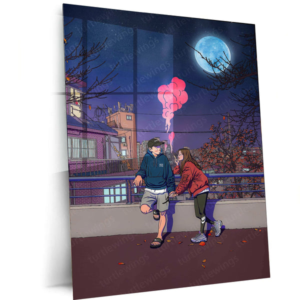 Love Art Metal Poster | Romantic Couple Wall Art | Heartfelt & Passionate Decor - TURTLEWINGS