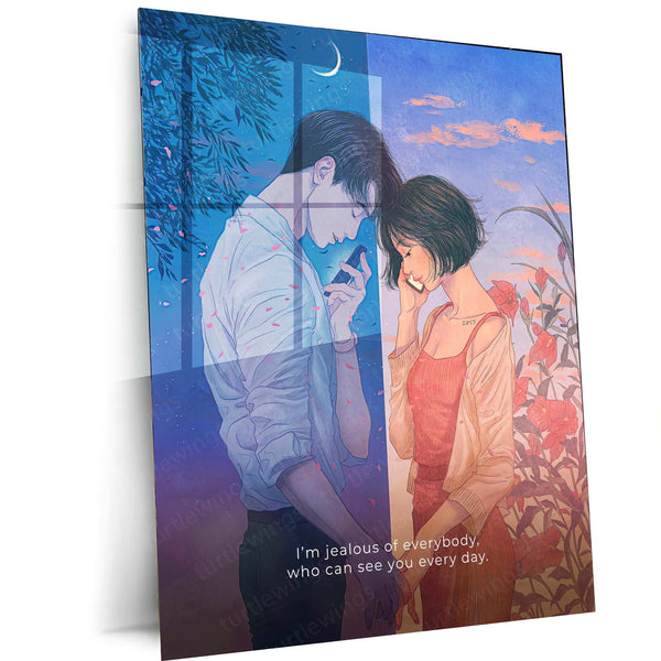 Love Art Metal Poster | Romantic Couple Wall Art | Tender & Passionate Decor - TURTLEWINGS