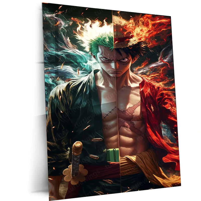 Luffy & Zoro Metal Poster | One Piece Anime Wall Art | Straw Hat Duo Decor - TURTLEWINGS