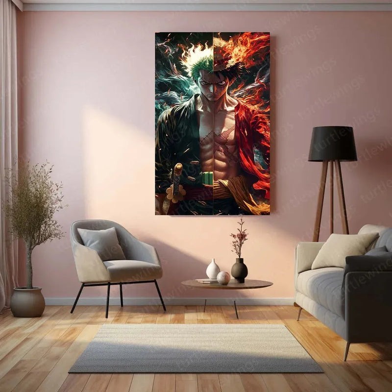Luffy & Zoro Metal Poster | One Piece Anime Wall Art | Straw Hat Duo Decor - TURTLEWINGS
