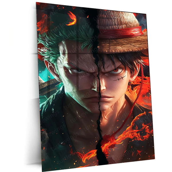 Luffy & Zoro Metal Poster | One Piece Anime Wall Art | Straw Hat Duo Decor 2 - TURTLEWINGS