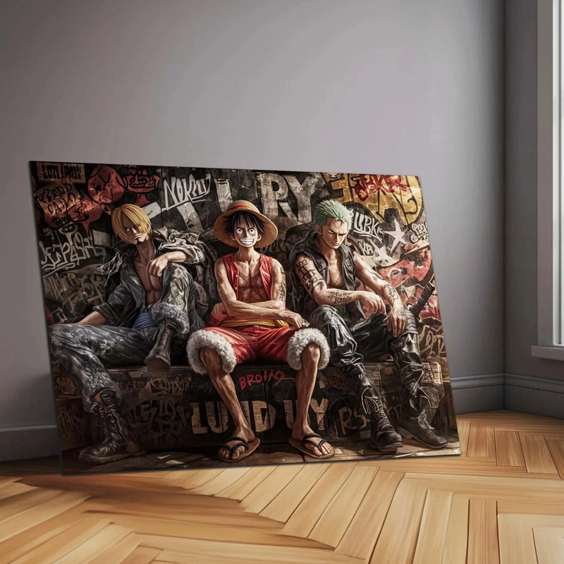 Luffy, Zoro & Sanji Metal Poster | One Piece Trio Wall Art | Straw Hat Pirates Decor - TURTLEWINGS