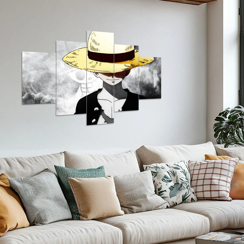 Monkey D. Luffy Metal Poster Set of 5 – Split Wall Art | One Piece Gear 5 Edition | Epic Anime Metal Frame Collection