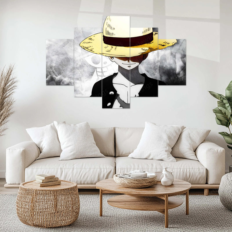 Monkey D. Luffy Metal Poster Set of 5 – Split Wall Art | One Piece Gear 5 Edition | Epic Anime Metal Frame Collection