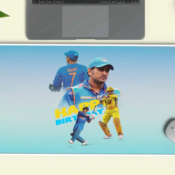 M S Dhoni Deskmat – Mouse Pad for Office & Gaming | Smooth Surface, Non-Slip Base, Premium Print 01
