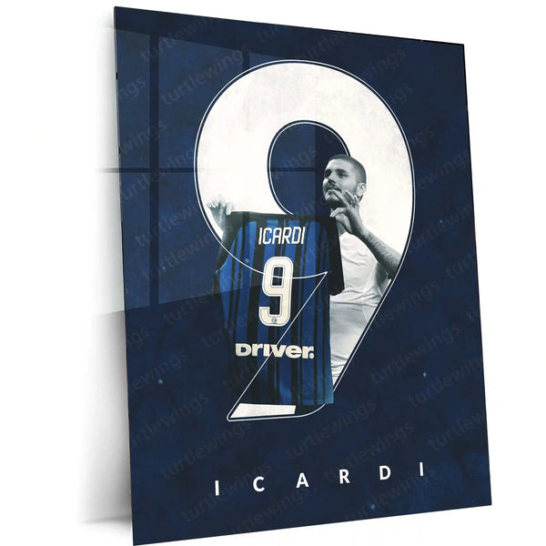 Mauro Icardi Inter Milan Metal Frame – Jersey #9 Artwork | Striker Wall Art - TURTLEWINGS